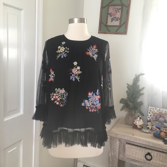 Anthro Ranna Gill Daria Embroidered Top Size S - Picture 3 of 8